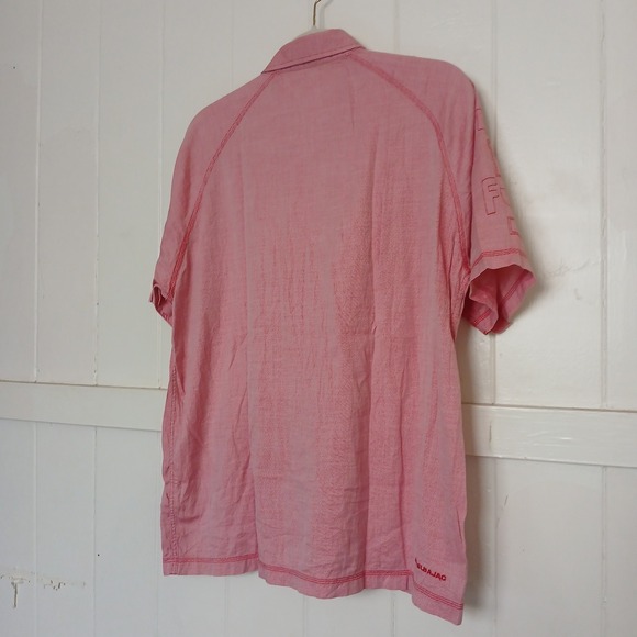 CASTELBAJAC Embroidered Logo Spell Out Button Shirt Men's 4 Red Made In Italy - Picture 5 of 14